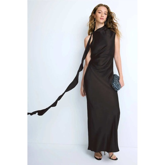 Shona Joy Dresses & Skirts - Shona Joy Black Sleeveless High Neck Cutout Back Maxi Dress